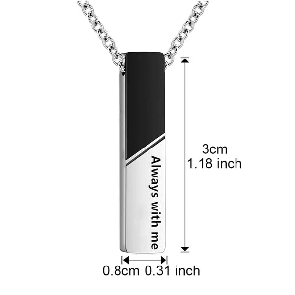 Veile Studios Vertical Bar Cremation Jewelry Urn Necklace For Ashes Stainless Steel Pendant Necklaces & Pendants