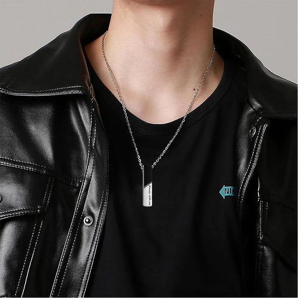 Veile Studios Vertical Bar Cremation Jewelry Urn Necklace For Ashes Stainless Steel Pendant Necklaces & Pendants