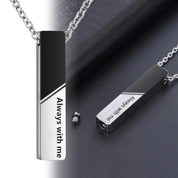 Veile Studios Vertical Bar Cremation Jewelry Urn Necklace For Ashes Stainless Steel Pendant Necklaces & Pendants