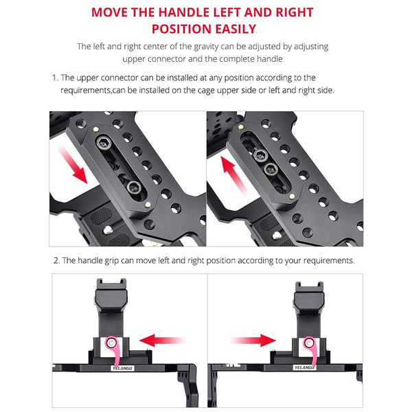 Video Camera Cage Stabilizer Black Handle For Audio And Equipment Stabilizers