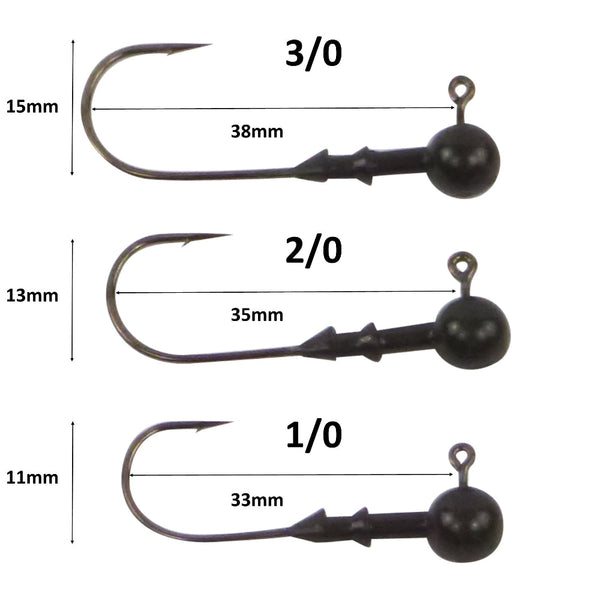 Vike 3/16 Oz Round Tungsten Jig Head Size 1/0 Hook Pack Baits & Lures