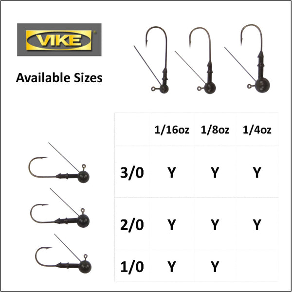 Vike 1/16 Oz Weedless Round Tungsten Jig Head Size 2/0 Hook 4 Pack Hooks