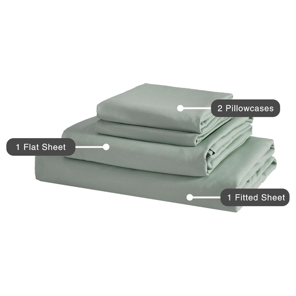 Cleverpolly Washed Microfibre Sheet Set (Sage King Single) Sheets