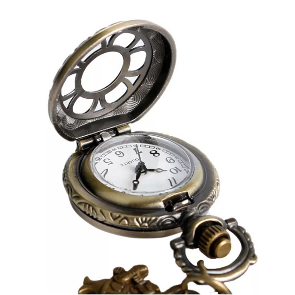 Veile Studios Small Alice Hollow Petal Pocket Watch With Pendant Rabbit Tag Alloy Design Pocket Watches