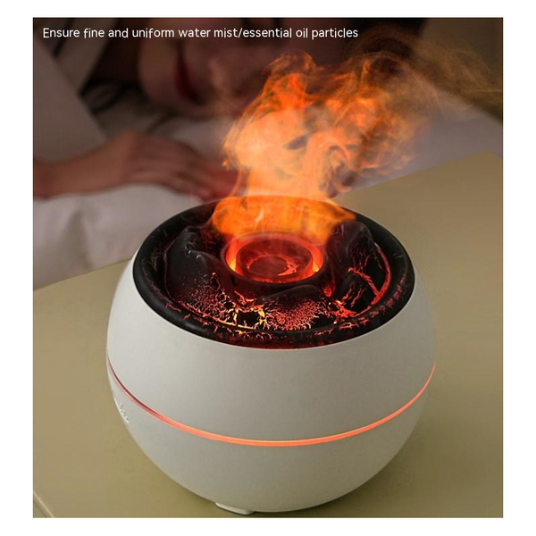 Volcanic Flame Aroma Diffuser (White Crack Style) 360Ml Ultrasonic Humidifier With 7 Color Led Light And Adjustable Mist For Home Office Humidifiers