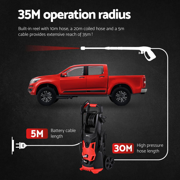 Giantz 2800Psi High Pressure Washer Electric Water Cleaner Pump 30M Jet Hose Gurney Pressure Washers