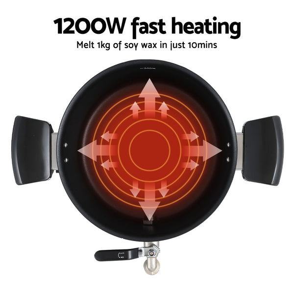 Devanti 5L Wax Melter Candle Making 1200W Melting Pot Furnace Quick Pour Spout Soy Soap Candle & Soap Making Kits