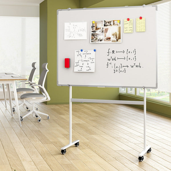 90X120cm Standing Whiteboard With Wheels Magnetic Double Sided Erase Board Whiteboards