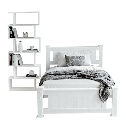 Artiss King Single Bed Frame And Bookshelf King Single Bed Frames