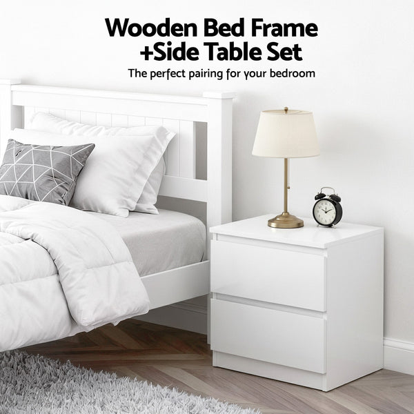 Artiss King Single Bed Frame And Bedside Table King Single Bed Frames