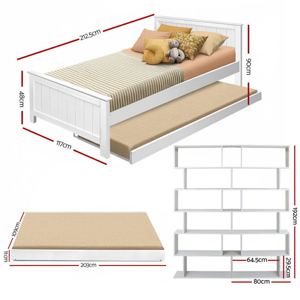 Artiss Bed Frame King Single And Bookshelf King Single Bed Frames