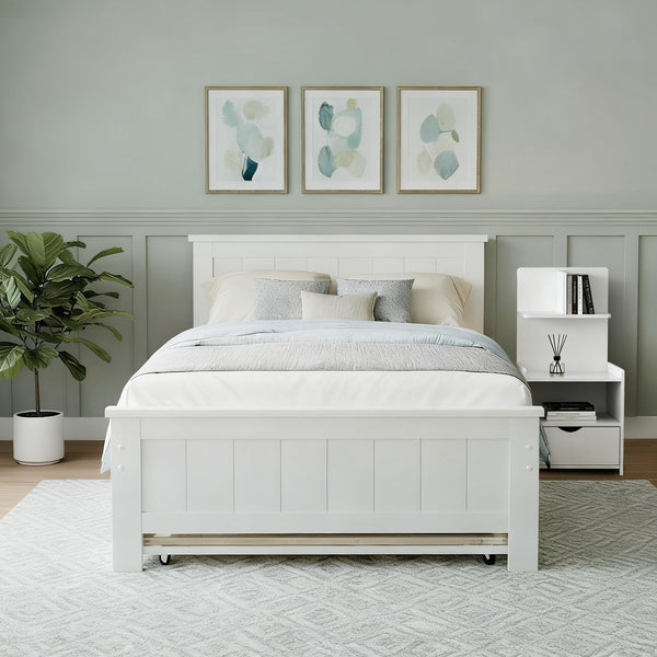 Artiss King Single Bed Frame And Bedside Table White King Single Bed Frames