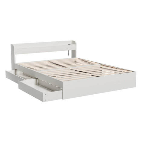 Double Bed Frames Artiss Bed Frame Double Size Mattress Base Wtih Charging Ports 2 Storage Drawers