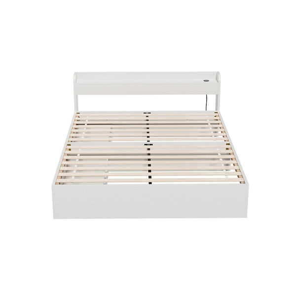 Double Bed Frames Artiss Bed Frame Double Size Mattress Base Wtih Charging Ports 2 Storage Drawers