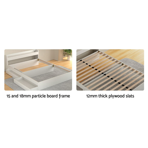 Double Bed Frames Artiss Bed Frame Double Size Mattress Base Wtih Charging Ports 2 Storage Drawers