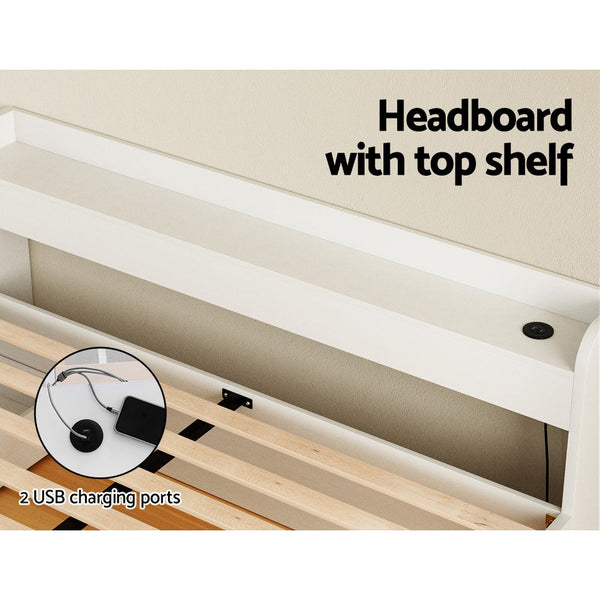 Double Bed Frames Artiss Bed Frame Double Size Mattress Base Wtih Charging Ports 2 Storage Drawers