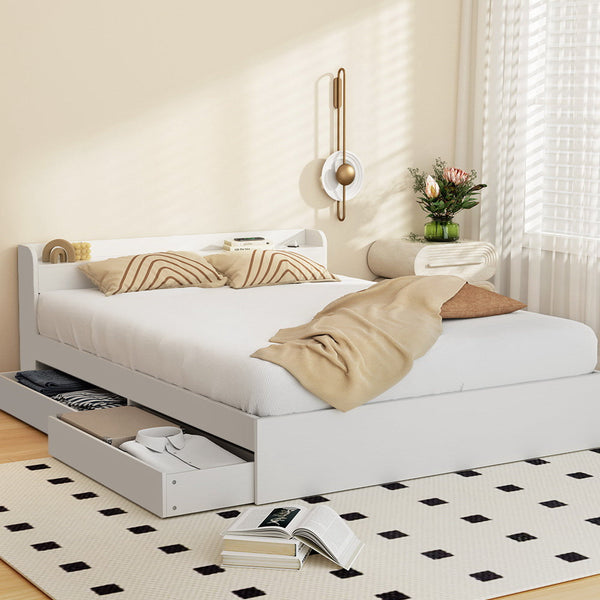 Double Bed Frames Artiss Bed Frame Double Size Mattress Base Wtih Charging Ports 2 Storage Drawers