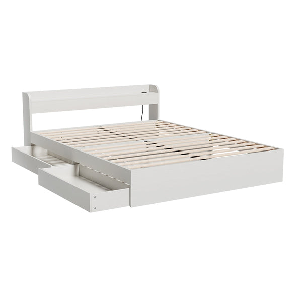 Queen Bed Frames Artiss Bed Frame Queen Size Mattress Base Wtih Charging Ports 2 Storage Drawers