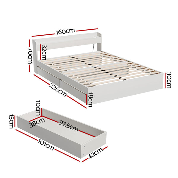 Queen Bed Frames Artiss Bed Frame Queen Size Mattress Base Wtih Charging Ports 2 Storage Drawers