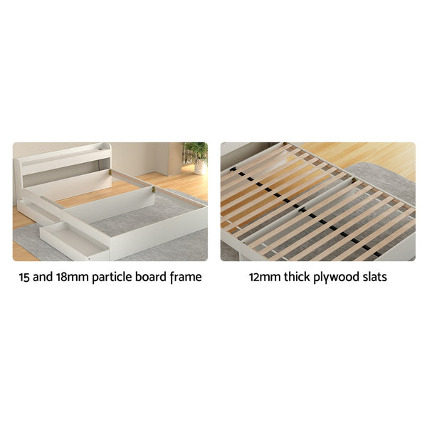 Queen Bed Frames Artiss Bed Frame Queen Size Mattress Base Wtih Charging Ports 2 Storage Drawers