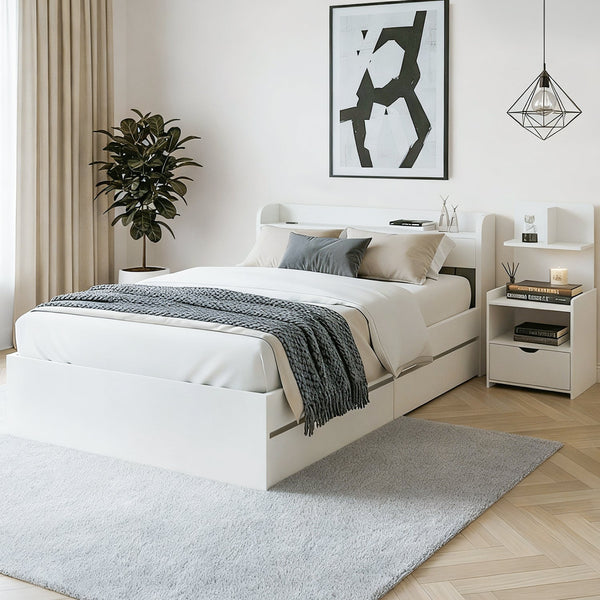 Artiss Single Bed Frame With Charging Ports And Bedside Table Single Bed Frames