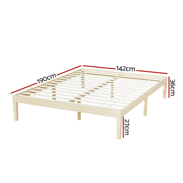 Artiss Bed Frame Double Size Base Mattress Platform Timber Pine Bruno Double Bed Frames