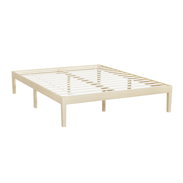 Artiss Bed Frame Queen Size Base Mattress Platform Timber Pine Bruno Queen Bed Frames