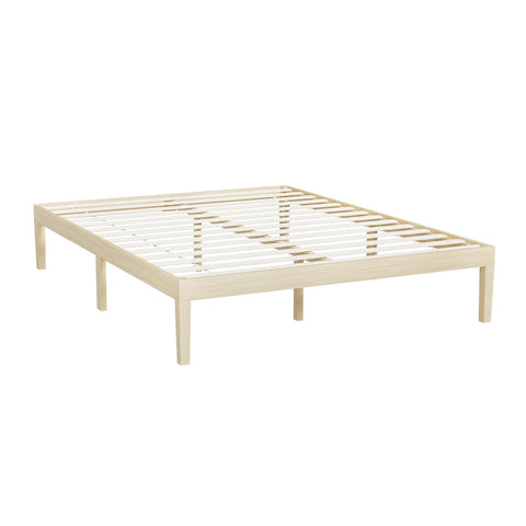 Artiss Bed Frame Queen Size Base Mattress Platform Timber Pine Bruno Queen Bed Frames