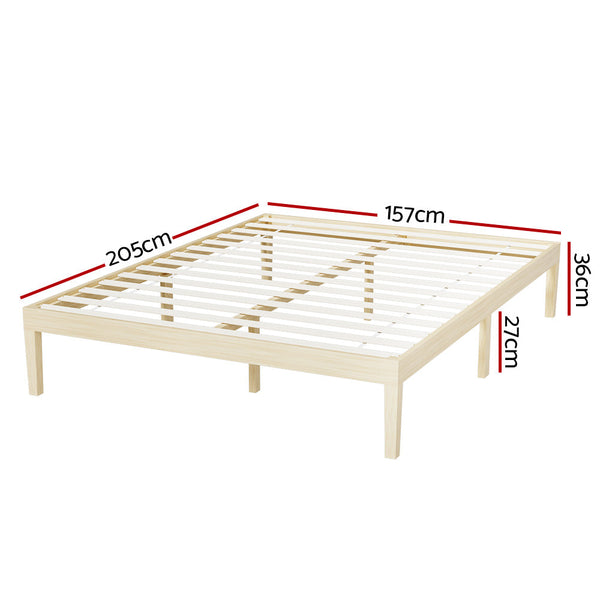 Artiss Bed Frame Queen Size Base Mattress Platform Timber Pine Bruno Queen Bed Frames