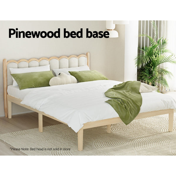 Artiss Bed Frame Queen Size Base Mattress Platform Timber Pine Bruno Queen Bed Frames