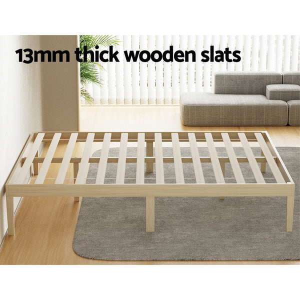Artiss Bed Frame Queen Size Base Mattress Platform Timber Pine Bruno Queen Bed Frames