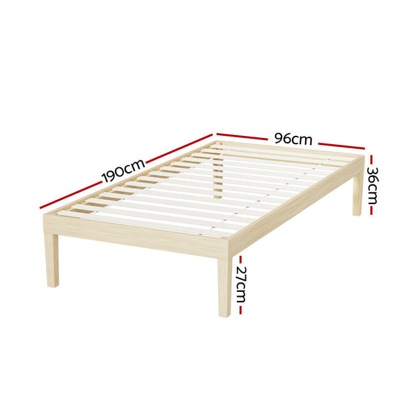 Artiss Bed Frame Single Size Base Mattress Platform Timber Pine Bruno Single Bed Frames