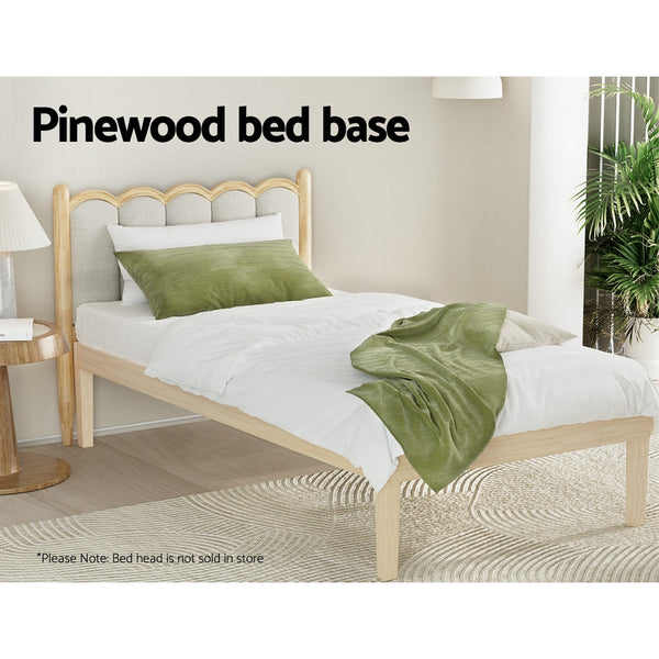 Artiss Bed Frame Single Size Base Mattress Platform Timber Pine Bruno Single Bed Frames