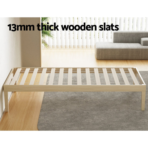 Artiss Bed Frame Single Size Base Mattress Platform Timber Pine Bruno Single Bed Frames