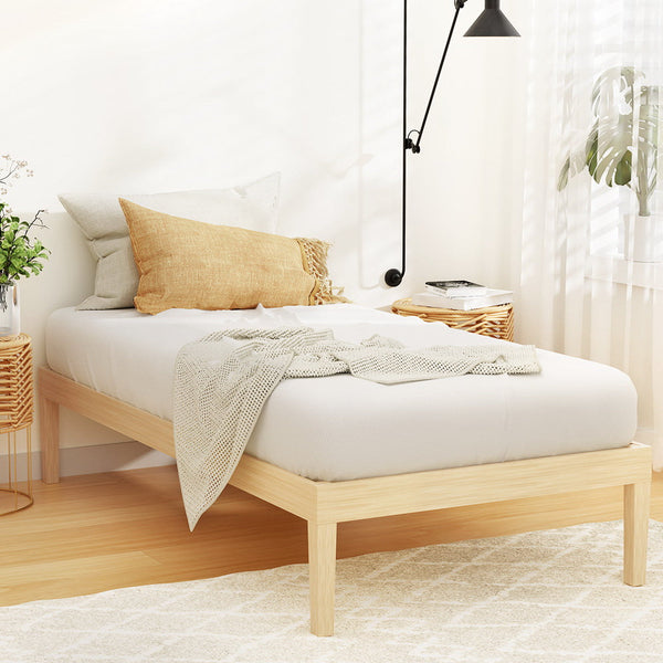 Artiss Bed Frame Single Size Base Mattress Platform Timber Pine Bruno Single Bed Frames
