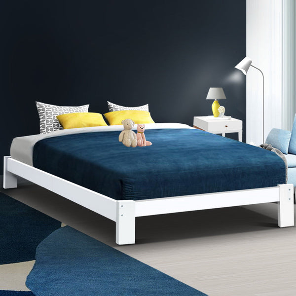 Artiss Bed Frame Double Size Wooden White Jade Double Bed Frames