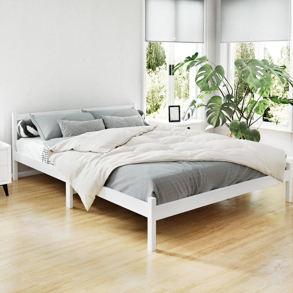 Artiss Bed Frame Queen Size Wooden White Sofie Queen Bed Frames