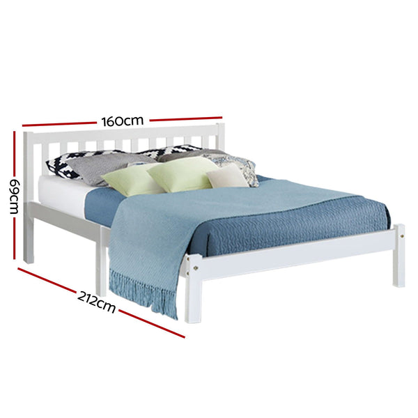 Artiss Bed Frame Queen Size Wooden White Sofie Queen Bed Frames