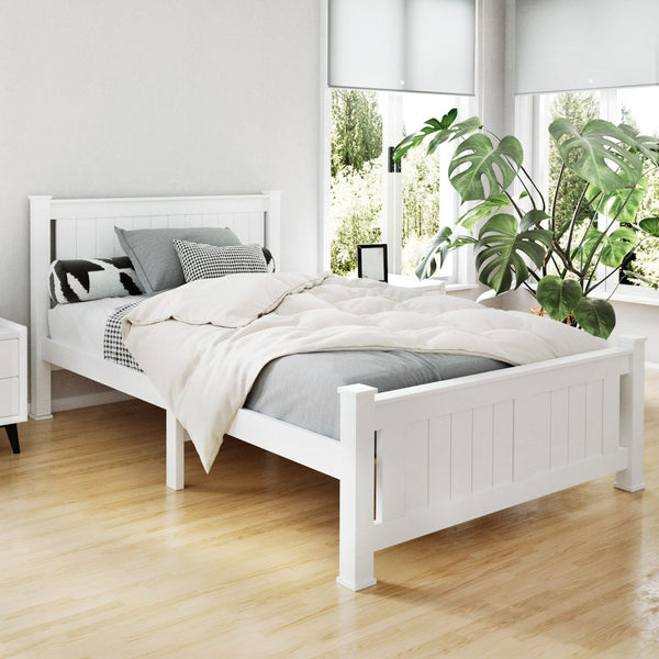 Artiss Bed Frame King Single Size Wooden White Rio King Single Bed Frames