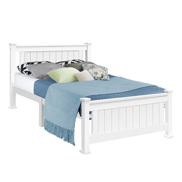 Artiss Bed Frame King Single Size Wooden White Rio King Single Bed Frames