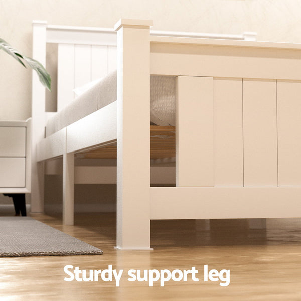 Artiss Bed Frame King Single Size Wooden Platform With 2 Storage Drawers White Rio King Single Bed Frames