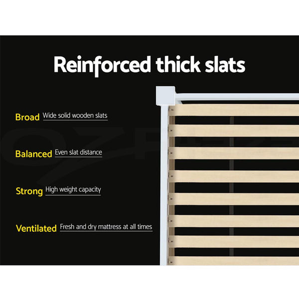 Artiss Bed Frame Single Size Wooden With 2 Drawers White Rio Single Bed Frames