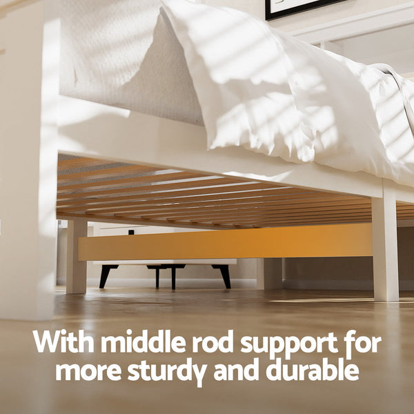 Artiss Bed Frame King Single Size Wooden With 2 Storage Drawers White King Single Bed Frames