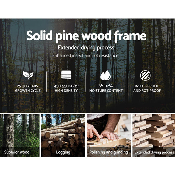 Artiss Bed Frame Single Size Wooden White Pony Single Bed Frames