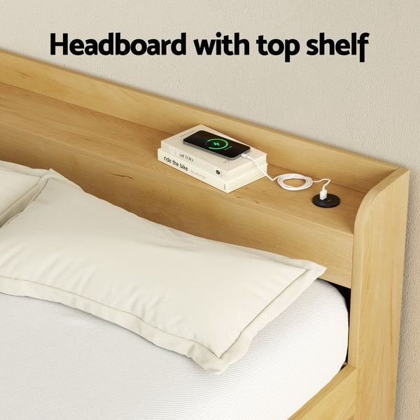 Artiss Bed Frame Double Size With Charging Ports And 2 Drawers Aura Double Bed Frames