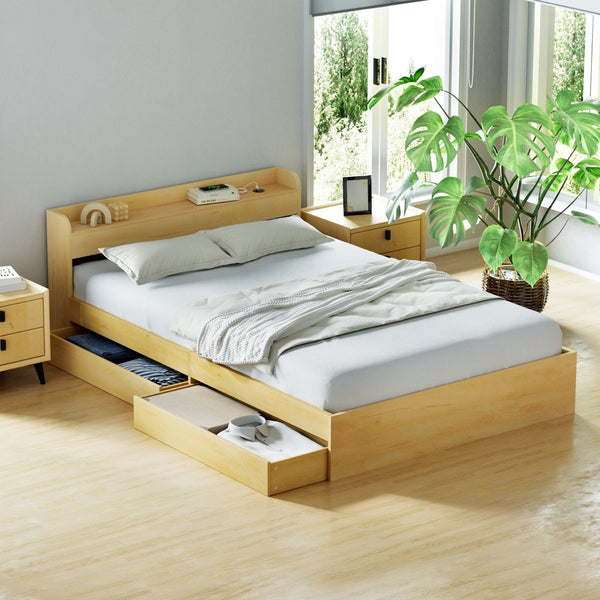 Artiss Bed Frame Double Size With Charging Ports And 2 Drawers Aura Double Bed Frames