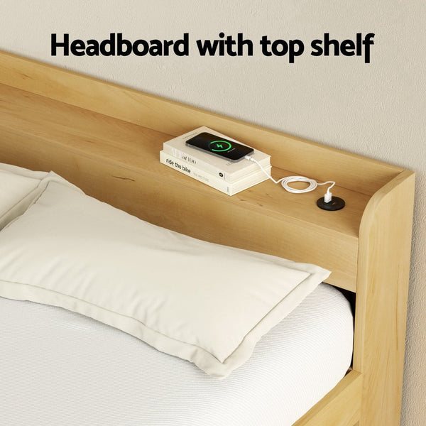 Artiss Bed Frame Queen Size With Charging Ports And 2 Drawers Aura Queen Bed Frames