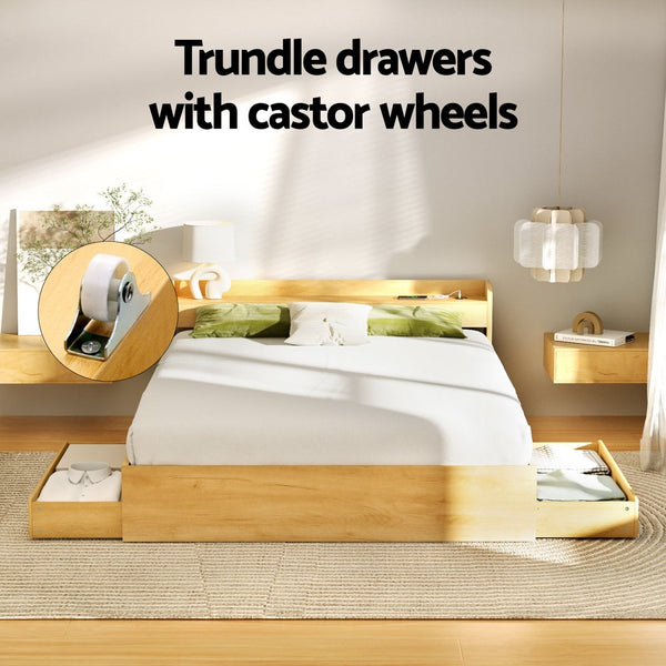 Artiss Bed Frame Queen Size With Charging Ports And 2 Drawers Aura Queen Bed Frames