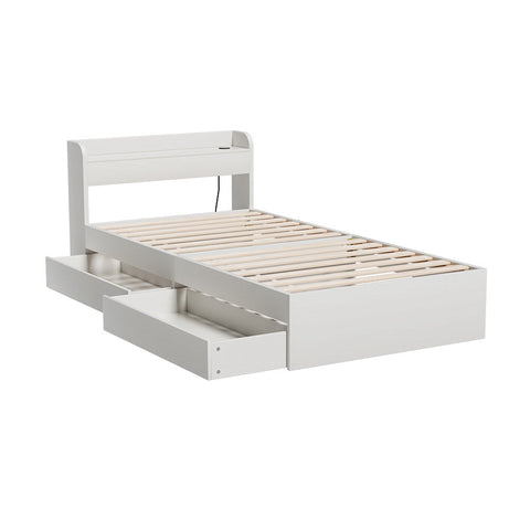 Artiss Bed Frame Single Size With Charging Ports And 2 Drawers Aura Single Bed Frames