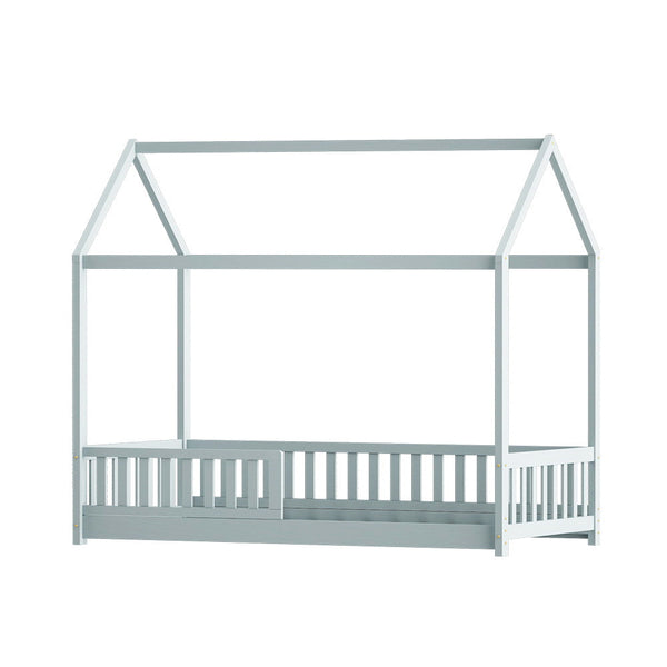 Artiss Bed Frame Wooden Kids House Grey Rock Single Bed Frames